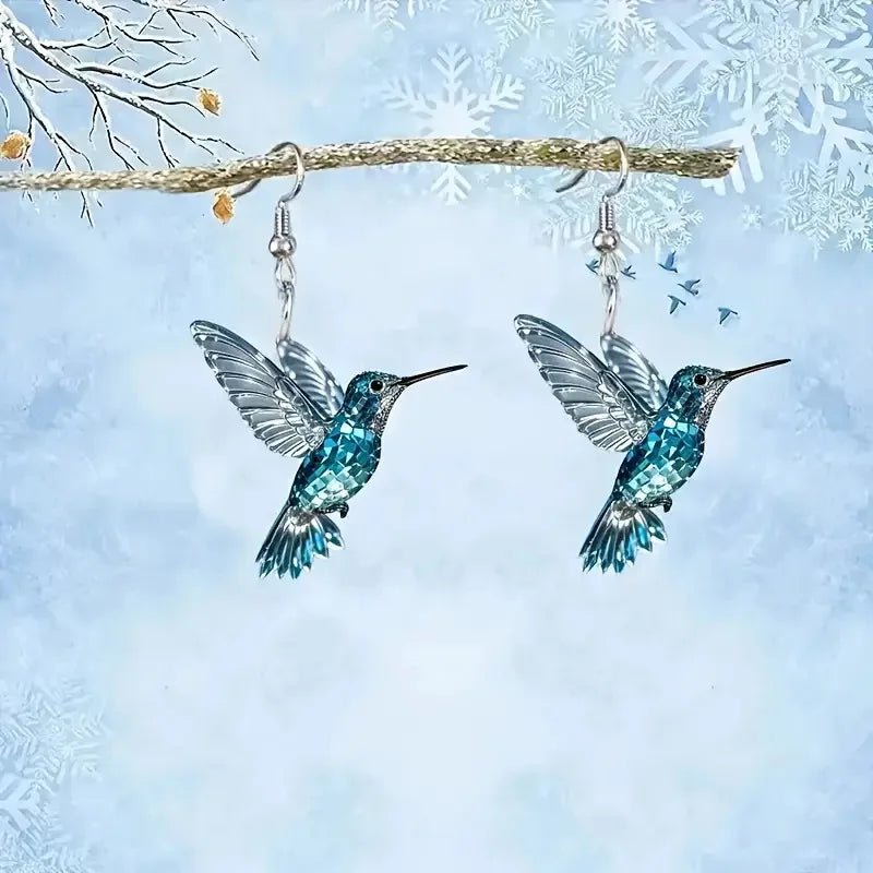 Blue Crystal Hummingbird Earrings - emmy-rae-jewels.com