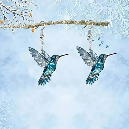 Blue Crystal Hummingbird Earrings - emmy-rae-jewels.com