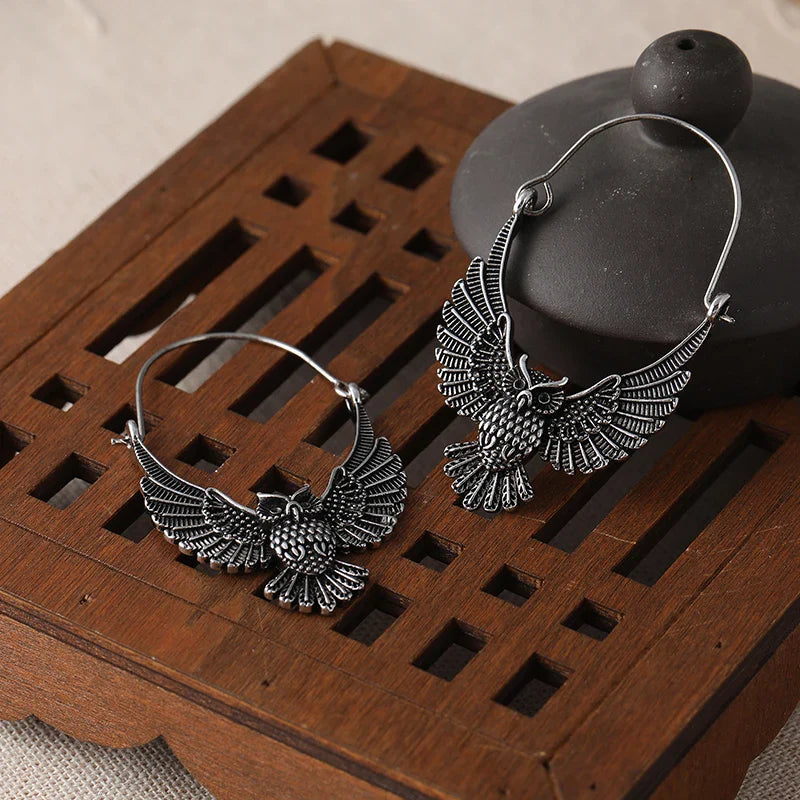 Vintage Bohemian Owl Statement Earrings - emmy-rae-jewels.com