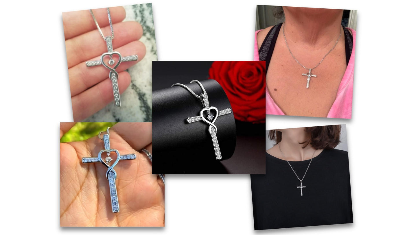 Blessed Zirconia Heart Cross Necklace - emmy-rae-jewels.com