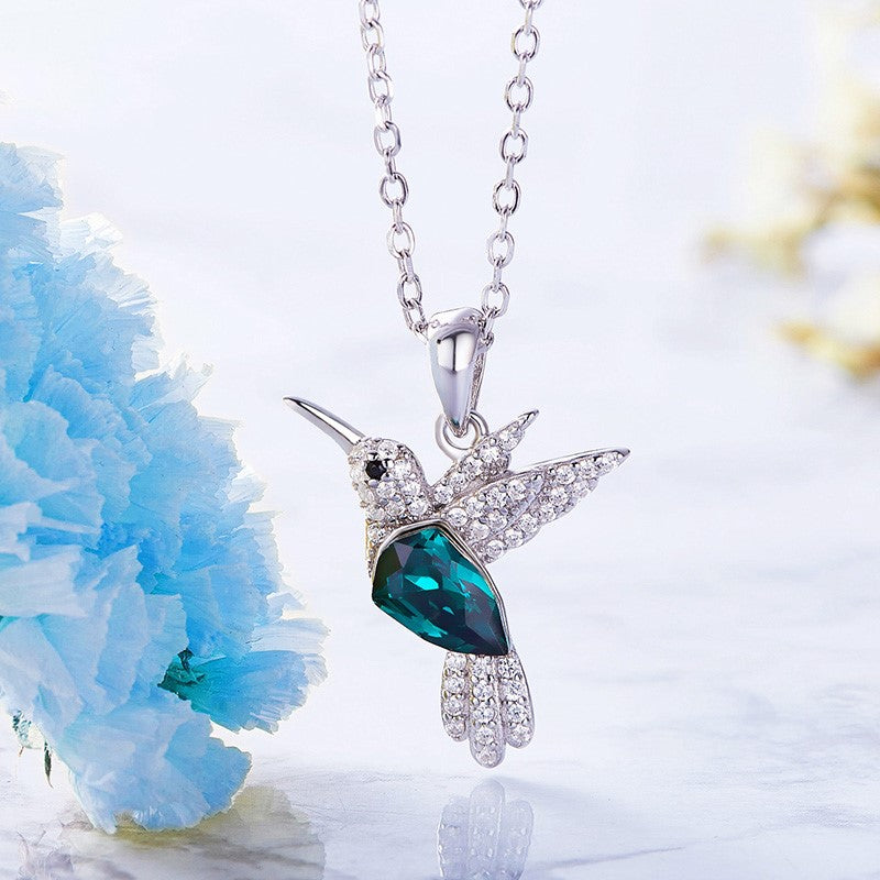 Hummingbird Sparkle Necklace with Zirconia - emmy-rae-jewels.com