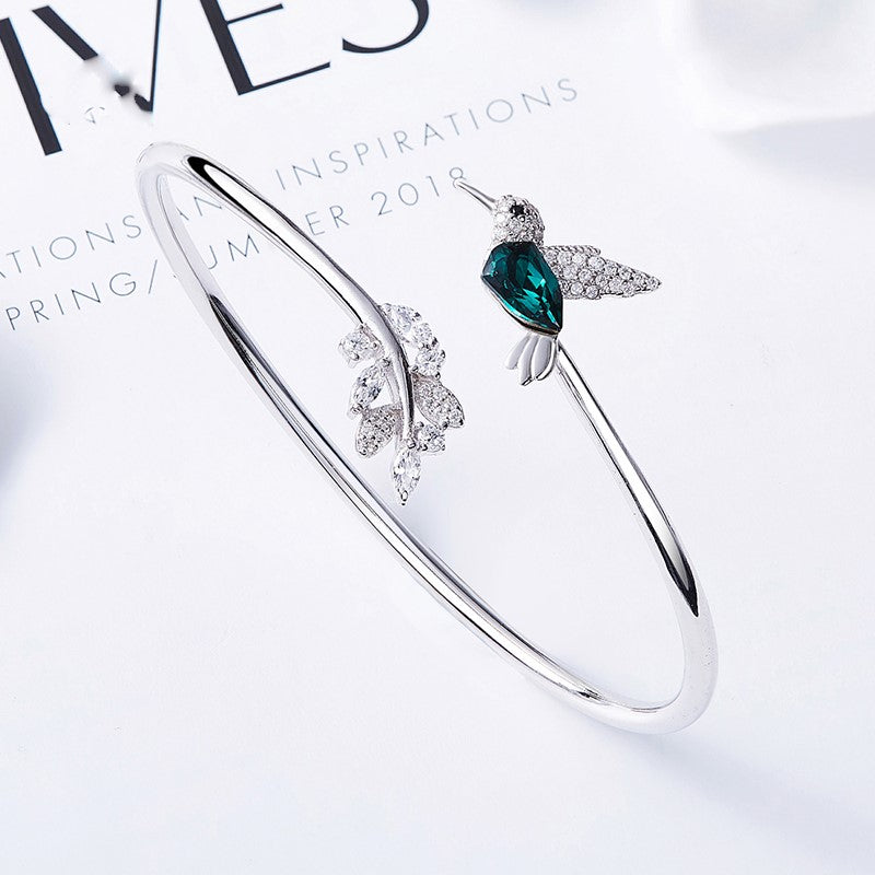 Adjustable Hummingbird Ring with Rhinestone Diamond - emmy-rae-jewels.com