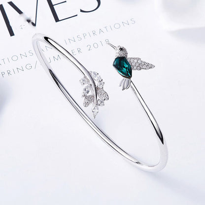 Adjustable Hummingbird Ring with Rhinestone Diamond - emmy-rae-jewels.com