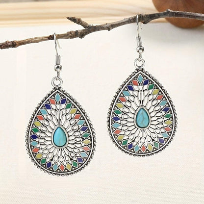 Vibrant Teardrop Filigree Earrings