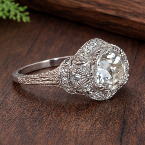 Vintage Crystalline Silver Ring