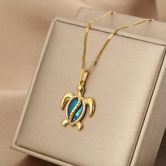 Ocean Dreams Blue Turtle Necklace - emmy-rae-jewels.com