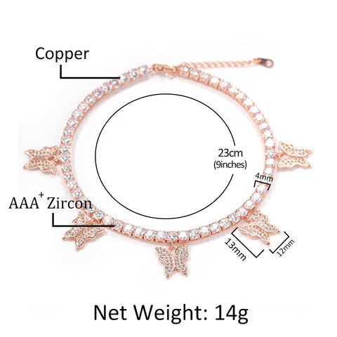 Butterfly Garden Zirconia Anklet - emmy-rae-jewels.com