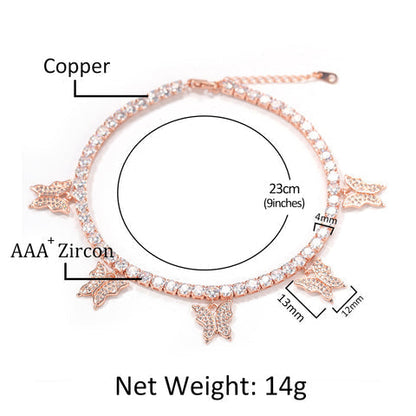 Butterfly Garden Zirconia Anklet - emmy-rae-jewels.com