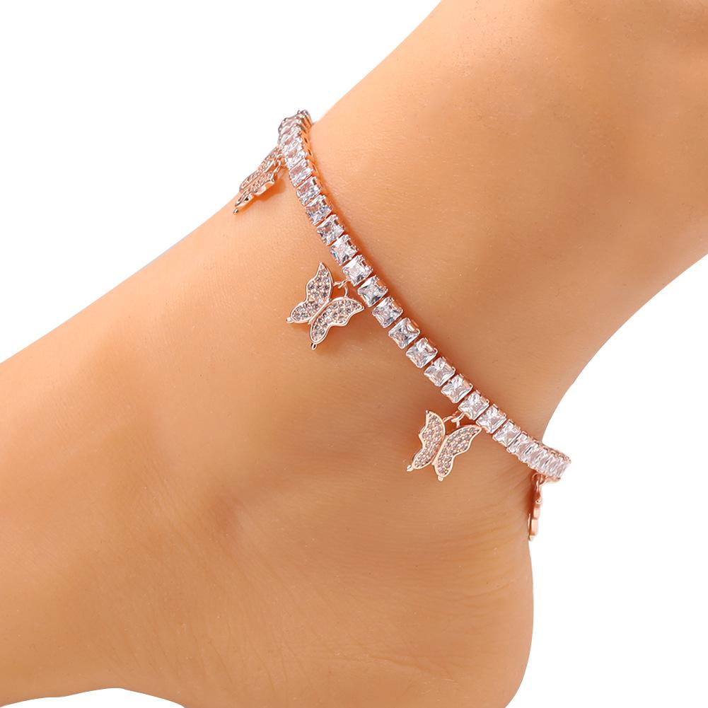 Butterfly Garden Zirconia Anklet - emmy-rae-jewels.com