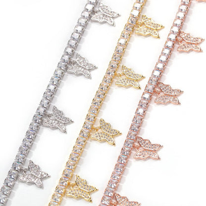 Butterfly Garden Zirconia Anklet - emmy-rae-jewels.com