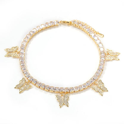 Butterfly Garden Zirconia Anklet - emmy-rae-jewels.com