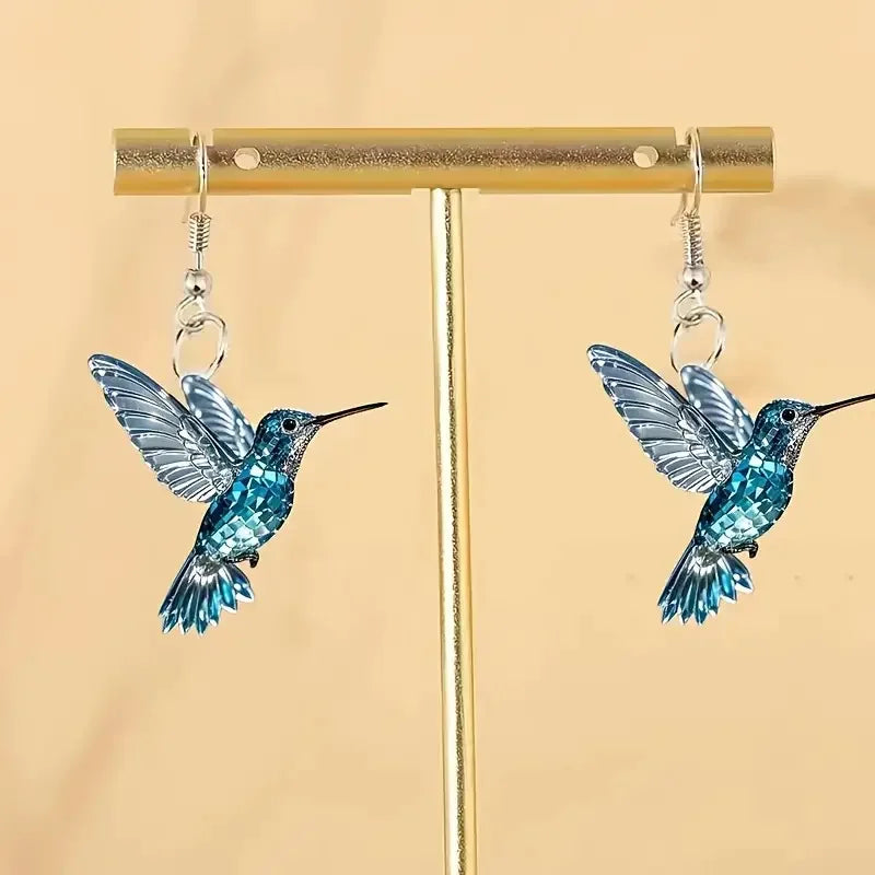 Blue Crystal Hummingbird Earrings - emmy-rae-jewels.com