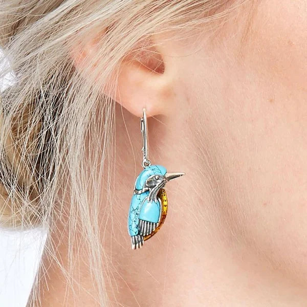 Blue Hummingbird Enamel Earrings - emmy-rae-jewels.com