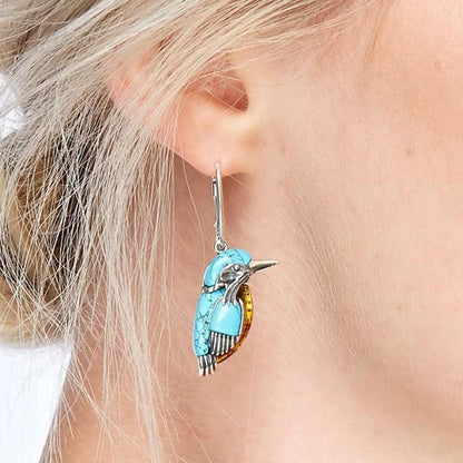 Blue Hummingbird Enamel Earrings - emmy-rae-jewels.com