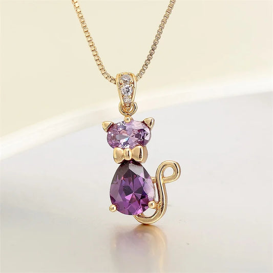 Crystal Cat Pendant Necklace - emmy-rae-jewels.com