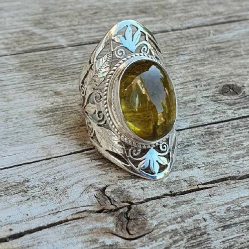 Gemstone Two tone Art Sculpture Ring - emmy-rae-jewels.com