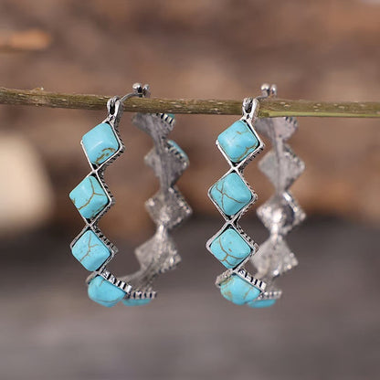 Diamond Turquoise Ushaped Earrings - emmy-rae-jewels.com