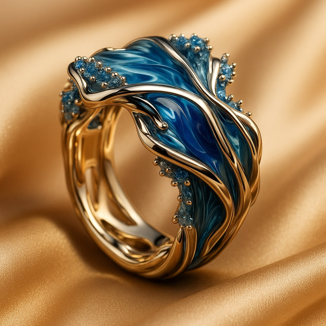 Vintage Golden Ocean Wavy Ring - emmy-rae-jewels.com