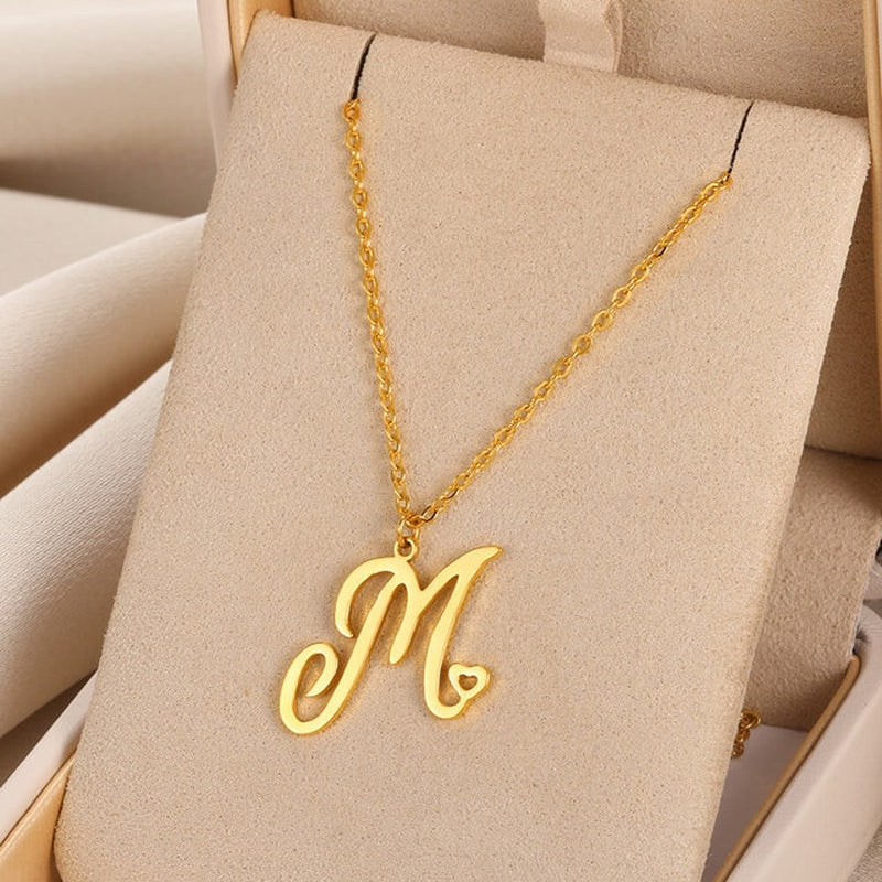 Cursive Initial Letter Pendant Necklaces - emmy-rae-jewels.com