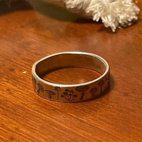 Sterling Silver Nature Forest Mushroom Ring