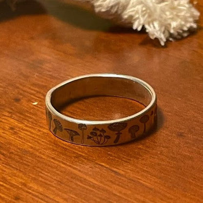 Sterling Silver Nature Forest Mushroom Ring
