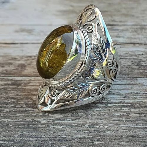 Gemstone Two tone Art Sculpture Ring - emmy-rae-jewels.com