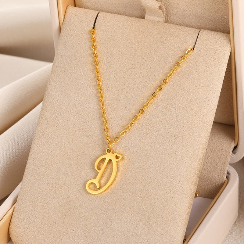 Cursive Initial Letter Pendant Necklaces - emmy-rae-jewels.com