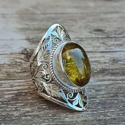 Gemstone Two tone Art Sculpture Ring - emmy-rae-jewels.com