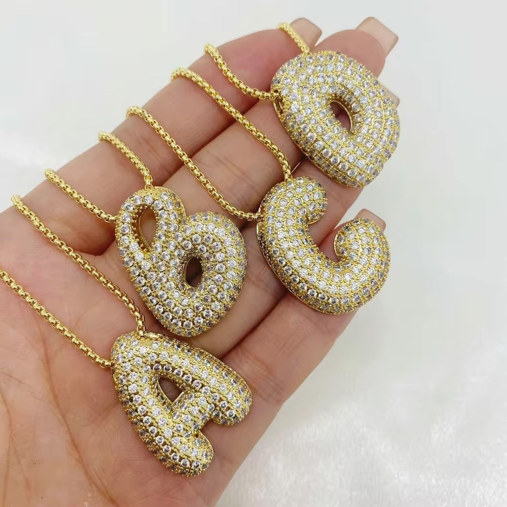 Hailey Bubble Initial Necklace - emmy-rae-jewels.com