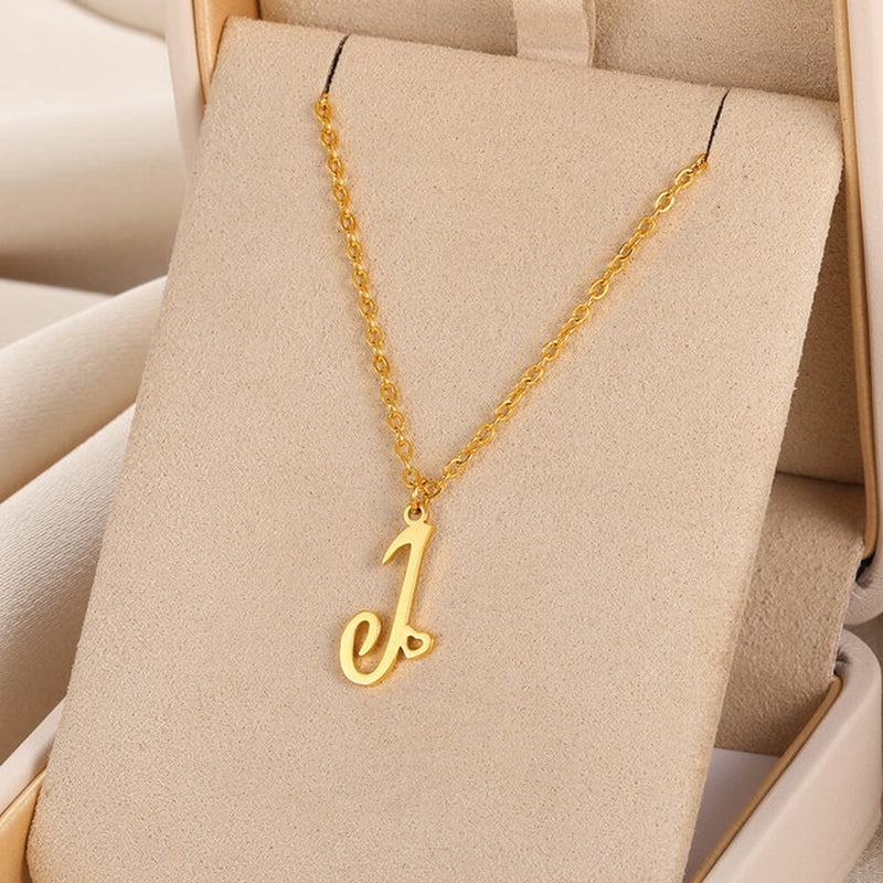Cursive Initial Letter Pendant Necklaces - emmy-rae-jewels.com