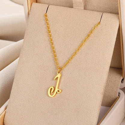 Cursive Initial Letter Pendant Necklaces - emmy-rae-jewels.com