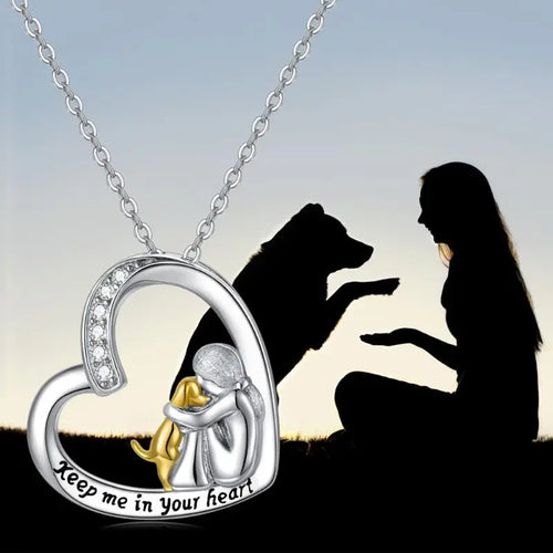 925 Sterling Silver Necklace – Heart & Dog Design with Zirconia - emmy-rae-jewels.com