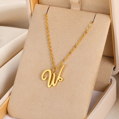 Cursive Initial Letter Pendant Necklaces - emmy-rae-jewels.com