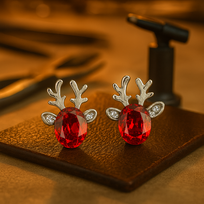 Festive Reindeer Crystal Stud Earrings - emmy-rae-jewels.com