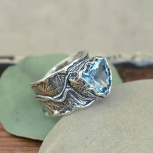 Blue Zircon Creative Ring - emmy-rae-jewels.com