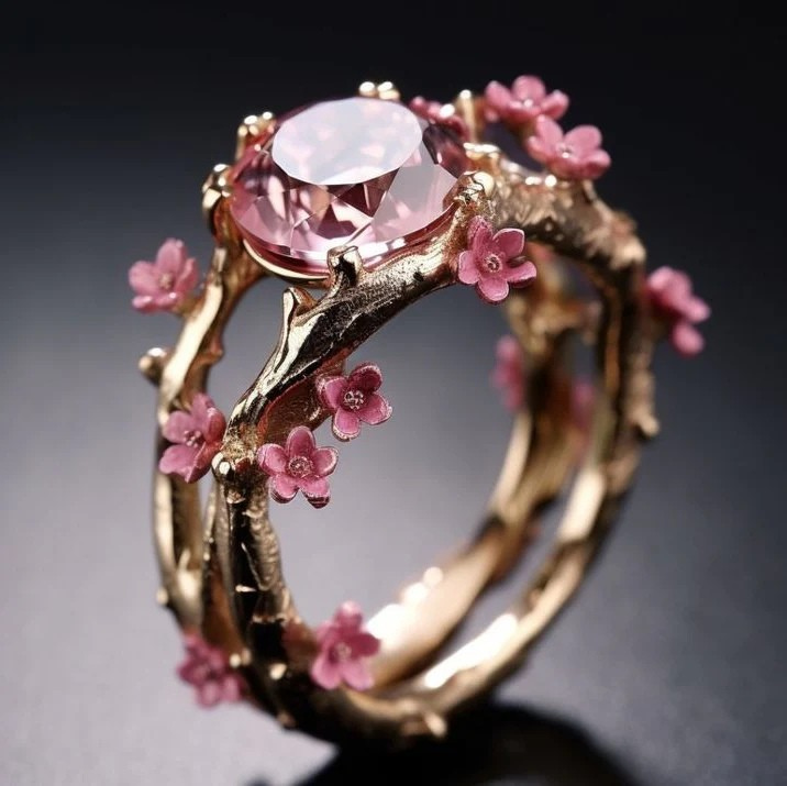 Elegant Crystal Pink Flower Ring - emmy-rae-jewels.com