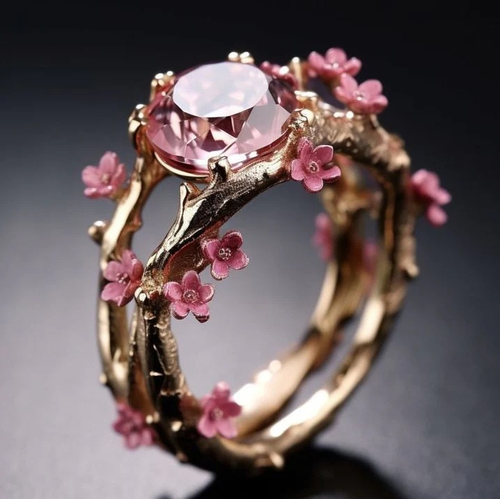 Elegant Crystal Pink Flower Ring - emmy-rae-jewels.com