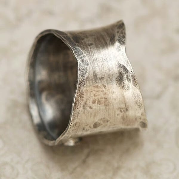 Bird Flower Wide Band Silver Ring - emmy-rae-jewels.com