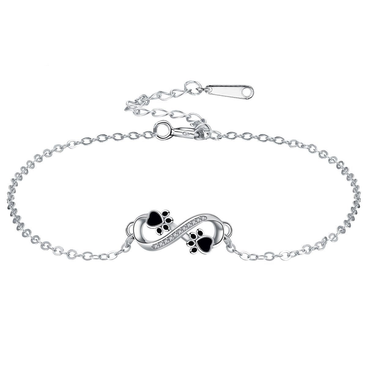 Infinite Symbol Pendant Pet Paw Bracelet with Zirconia - emmy-rae-jewels.com