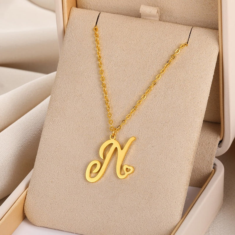 Cursive Initial Letter Pendant Necklaces - emmy-rae-jewels.com