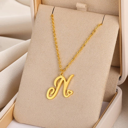 Cursive Initial Letter Pendant Necklaces - emmy-rae-jewels.com