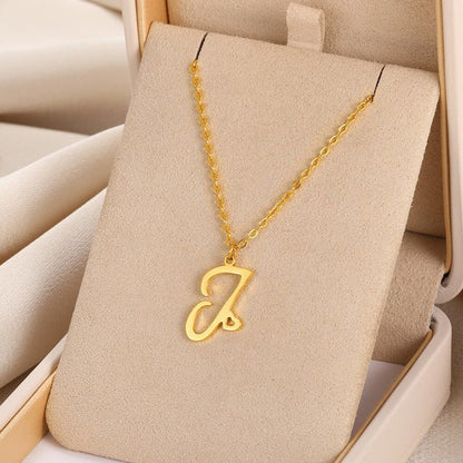 Cursive Initial Letter Pendant Necklaces - emmy-rae-jewels.com