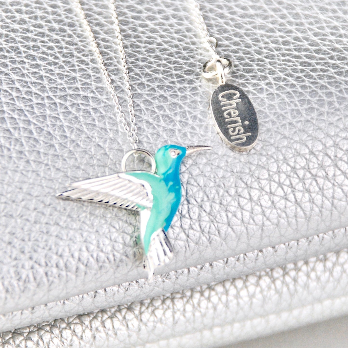 Sterling Silver Enamel Hummingbird Necklace - emmy-rae-jewels.com