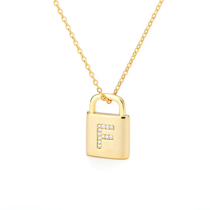 Gold Initial Lock Pendant Necklace - emmy-rae-jewels.com