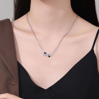 Infinity Paw Print Necklace with Zirconia - emmy-rae-jewels.com