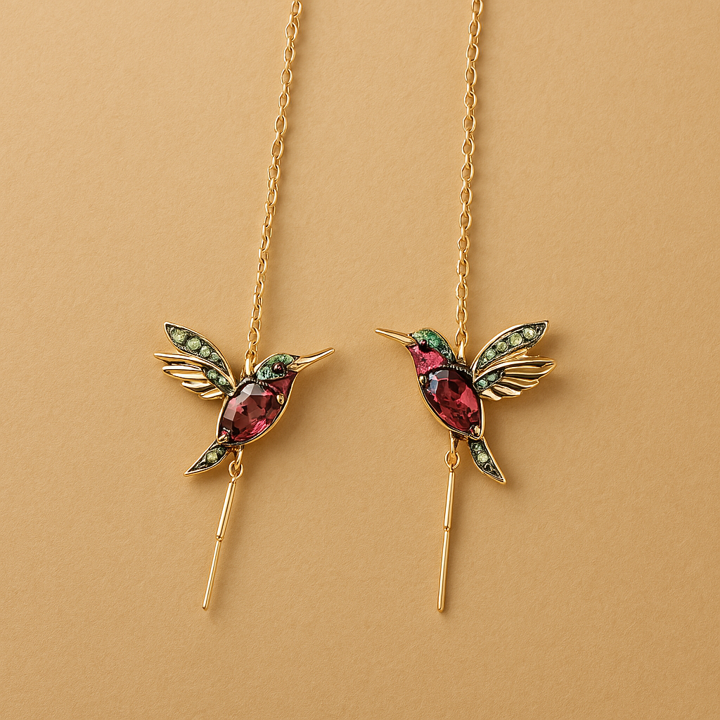 Hummingbird Enamel and Zirconia Earrings - emmy-rae-jewels.com