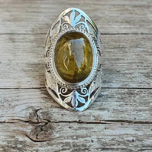 Gemstone Two tone Art Sculpture Ring - emmy-rae-jewels.com