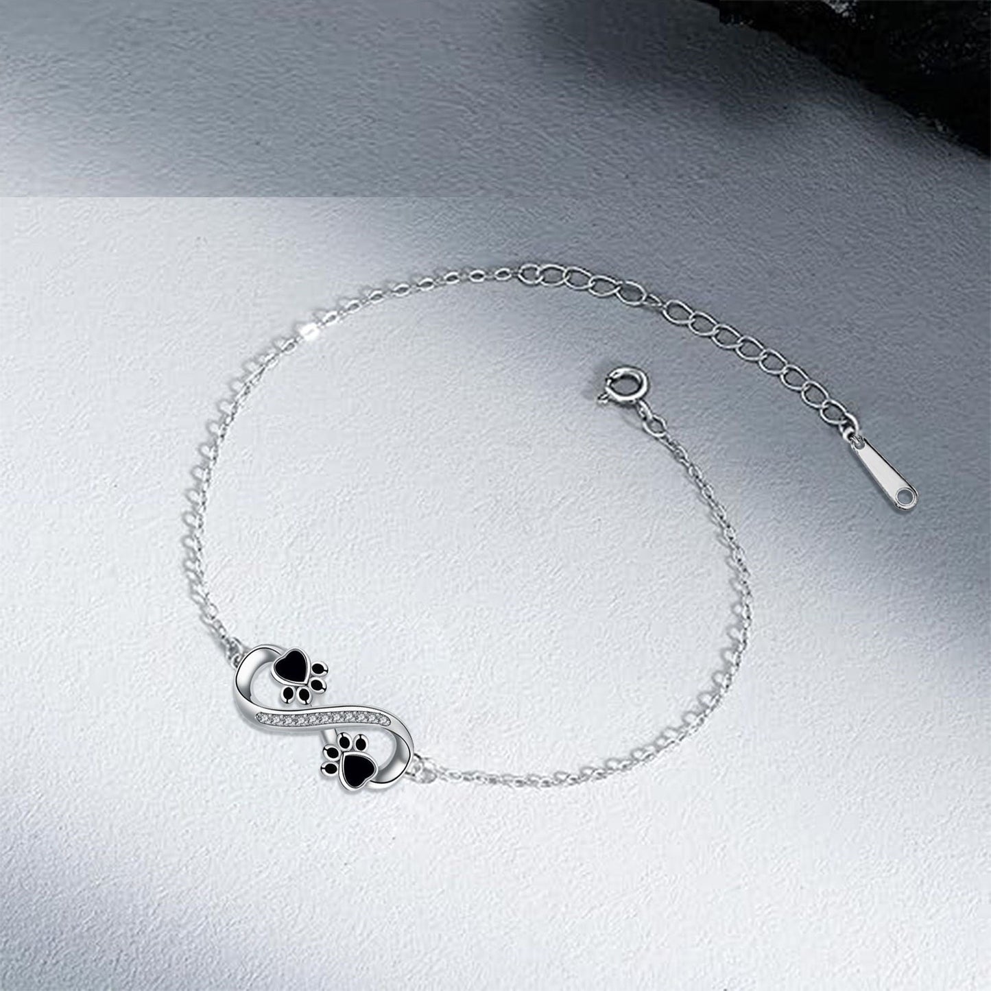 Infinite Symbol Pendant Pet Paw Bracelet with Zirconia - emmy-rae-jewels.com