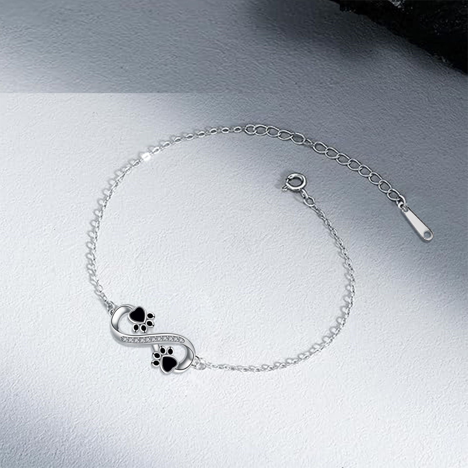 Infinite Symbol Pendant Pet Paw Bracelet with Zirconia - emmy-rae-jewels.com