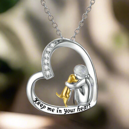 925 Sterling Silver Necklace – Heart & Dog Design with Zirconia - emmy-rae-jewels.com